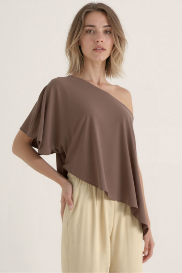 Tek Omuz Kayık Yaka Modal Bluz - 27