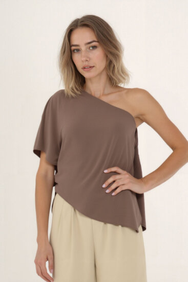 Tek Omuz Kayık Yaka Modal Bluz - 28