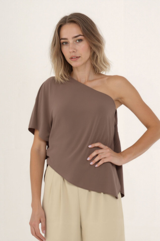 Tek Omuz Kayık Yaka Modal Bluz - 28