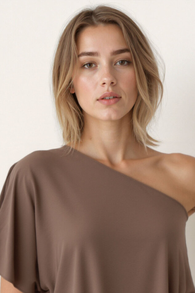 Tek Omuz Kayık Yaka Modal Bluz - 30