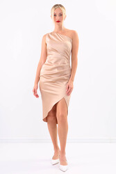 Tek Omuz Saten Elbise - 22