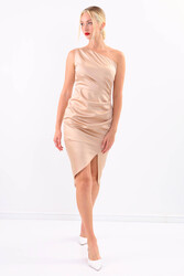 Tek Omuz Saten Elbise - 23