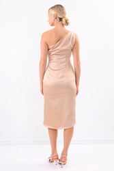 Tek Omuz Saten Elbise - 26