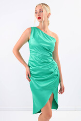 Tek Omuz Saten Elbise - 29