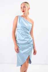 Tek Omuz Saten Elbise - 36