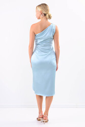 Tek Omuz Saten Elbise - 38