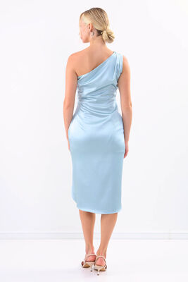 Tek Omuz Saten Elbise - 38