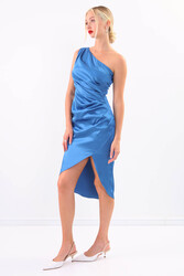 Tek Omuz Saten Elbise - 41