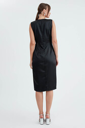 Tokalı Saten Elbise - 5