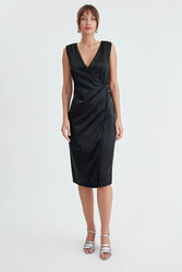 Tokalı Saten Elbise - 3