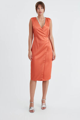 Tokalı Saten Elbise - 8