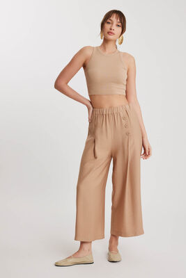 Üç Düğmeli Geniş Paça Pileli Pantolon - 2