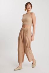 Üç Düğmeli Geniş Paça Pileli Pantolon - 4