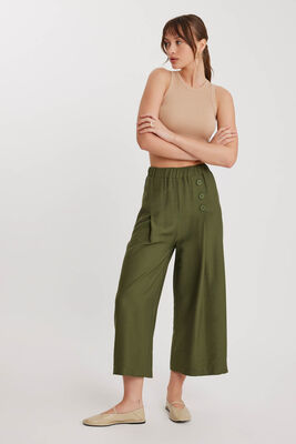 Üç Düğmeli Geniş Paça Pileli Pantolon - 8