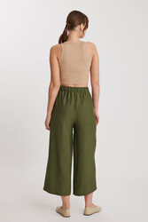 Üç Düğmeli Geniş Paça Pileli Pantolon - 10