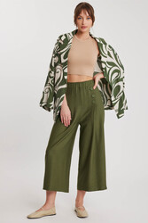 Üç Düğmeli Geniş Paça Pileli Pantolon - 11