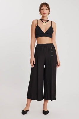 Üç Düğmeli Geniş Paça Pileli Pantolon - 12