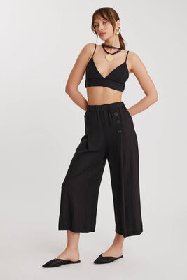 Üç Düğmeli Geniş Paça Pileli Pantolon - 13