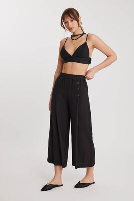 Üç Düğmeli Geniş Paça Pileli Pantolon - 14