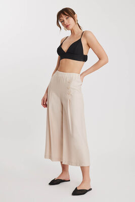 Üç Düğmeli Geniş Paça Pileli Pantolon - 19