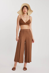 Üç Düğmeli Geniş Paça Pileli Pantolon - 22