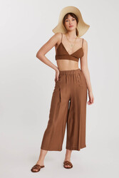 Üç Düğmeli Geniş Paça Pileli Pantolon - 24