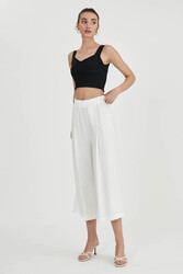 Üç Düğmeli Geniş Paça Pileli Pantolon - 28