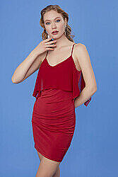 Üst Kısmı Tüllü Astarlı Elbise - 11