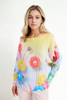 Uzun Kol Çiçek Desen Bluz - Thumbnail (2)