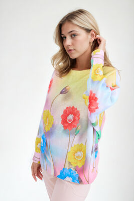 Uzun Kol Çiçek Desen Bluz - Thumbnail (3)