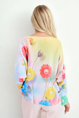 Uzun Kol Çiçek Desen Bluz - Thumbnail (4)