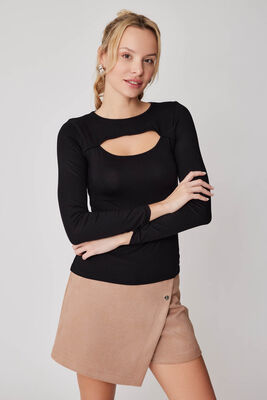 Uzun Kol Dekolteli Bluz - 1