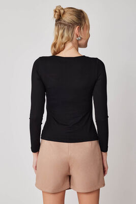 Uzun Kol Dekolteli Bluz - 5