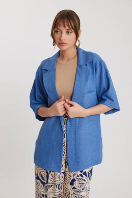 Uzun Yaka Detaylı Düşük Omuz Ceket - Thumbnail (8)