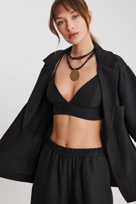 Uzun Yaka Detaylı Düşük Omuz Ceket - Thumbnail (3)