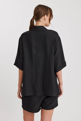 Uzun Yaka Detaylı Düşük Omuz Ceket - Thumbnail (4)