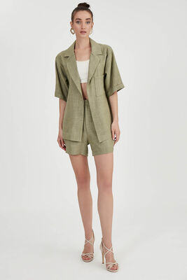 Uzun Yaka Detaylı Düşük Omuz Ceket - Thumbnail (11)