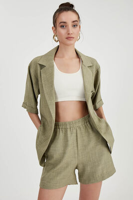 Uzun Yaka Detaylı Düşük Omuz Ceket - Thumbnail (10)