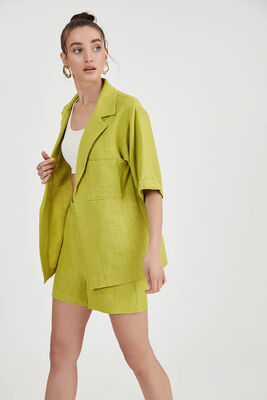 Uzun Yaka Detaylı Düşük Omuz Ceket - Thumbnail (16)