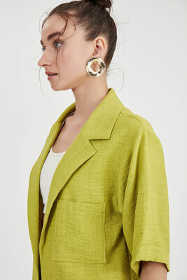 Uzun Yaka Detaylı Düşük Omuz Ceket - Thumbnail (17)