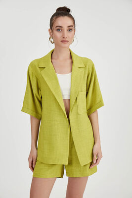 Uzun Yaka Detaylı Düşük Omuz Ceket - Thumbnail (18)