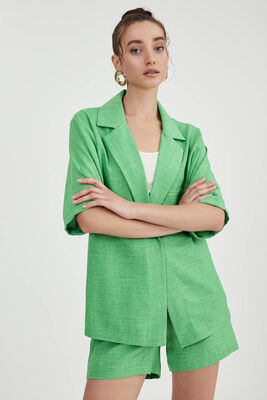 Uzun Yaka Detaylı Düşük Omuz Ceket - Thumbnail (21)