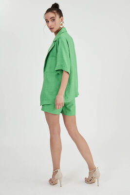 Uzun Yaka Detaylı Düşük Omuz Ceket - Thumbnail (25)