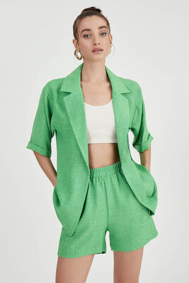 Uzun Yaka Detaylı Düşük Omuz Ceket - Thumbnail (20)