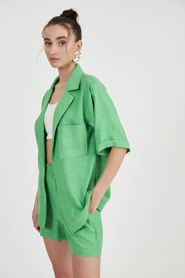 Uzun Yaka Detaylı Düşük Omuz Ceket - Thumbnail (22)