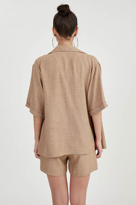 Uzun Yaka Detaylı Düşük Omuz Ceket - Thumbnail (29)