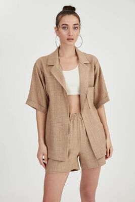 Uzun Yaka Detaylı Düşük Omuz Ceket - Thumbnail (26)