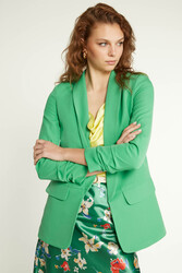 Uzun Yaka Detaylı Kol Büzgülü Blazer Ceket - 31