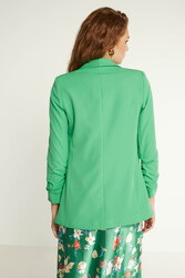 Uzun Yaka Detaylı Kol Büzgülü Blazer Ceket - 35