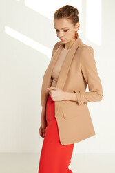 Uzun Yaka Detaylı Kol Büzgülü Blazer Ceket - 39